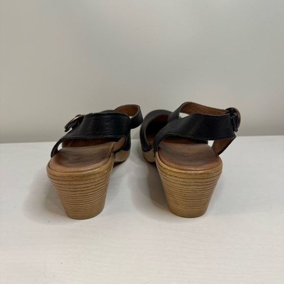 Dansko Black Leather Ankle Strap Clog Sandals EU 39 US 8.5 Platform - Picture 12 of 16